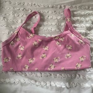 Pink Flower Sports Bra